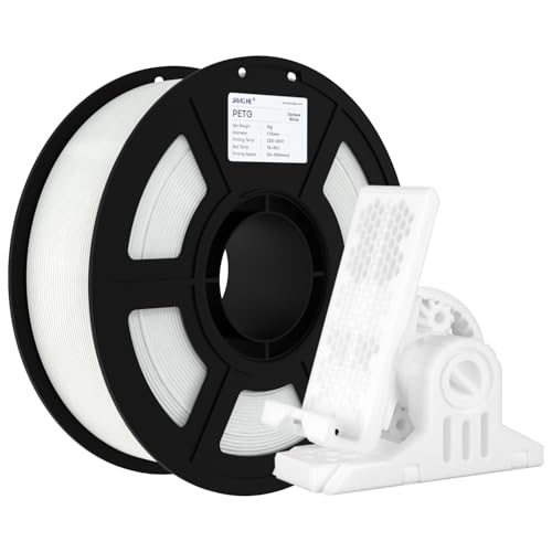 PETG Filament for 3D Printer, JAMG HE 1.75mm 1KG Precision +/- 0.02 mm PETG Filament Spool for 3D Printing Refills (SolidWhite)