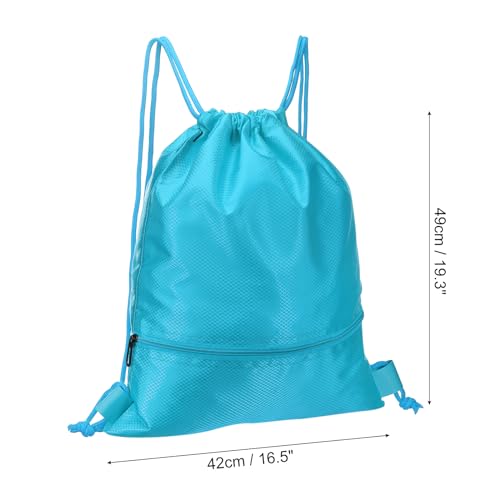 Drawstring Backpack Bag, Drawstring Gym Bags String Backpack with Zip Pocket for Women Men, Lake Blue2