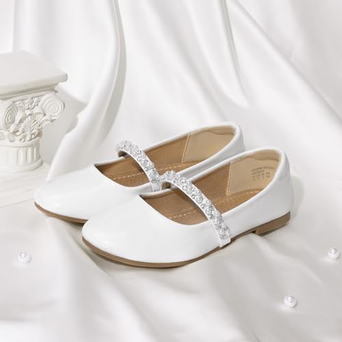 image for DREAM PAIRS Girls Mary Jane Ballerina Flat Shoes Serena-100-Kids White