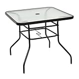 Tisch aus gehärtetem Glas. Goplus Schwarzer quadratischer Glastisch aus Stahl. Größe: D 80 x 72 cm, mit 5 mm Wasserwaver-Glas.
