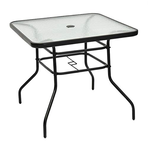 Black Steel Square Glass Table.Size:D80x72cm,with 5mm Water Waver Glass.