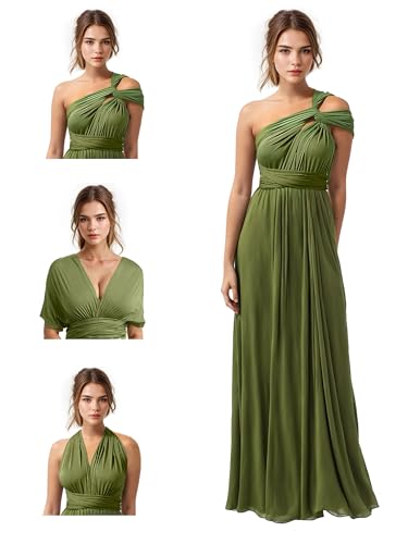 Image of JAEDEN Bridesmaid Dresses Multiway Convertible - Long Bridesmaid Dresses Chiffon Pleat 2026