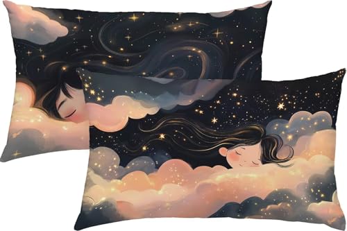 Wolken K3-524 Kussenhoezen, 20 x 30 cm, linnen, set van 2, roze, comfortabel, ademend en duurzaam, kussensloop voor woonkamer en slaapkamer, decoratieve kussens, verkrijgbaar voor alle seizoenen