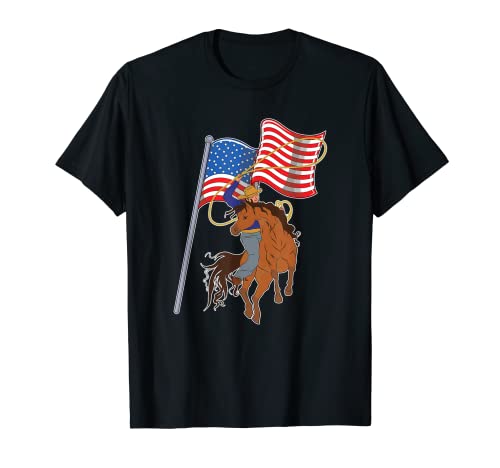 American Pride Horse Rider USA Flag Western Patriotic Cowboy T-Shirt