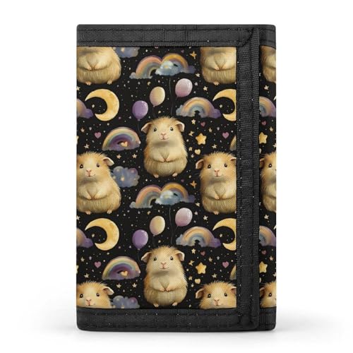 Rainbow Cute Capybara Print Wallet for Men, 8 Credit Card Holder Slim Minimalist Front Pocket Small Mens Bifold Wallets