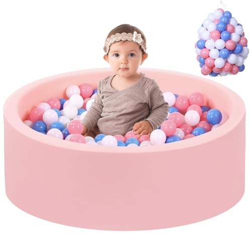 Image of Wilwolfer Foam Ball Pit for Toddlers with 100 Balls, Large Baby Ball Pit for Babies with Soft Memory Sponge, Indoor Outdoor Baby Playpen, Kids Play Ball Pool