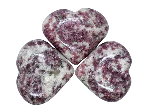 Image of Crystal Heaven Certified Lepidolite Crystal Heart Palm Pebbles Stones For Anxiety Stress Relief Massage - Aaa Grade Original Healing Gemstone Agate Heart Palm Stone For Yoga Meditation Spiritual