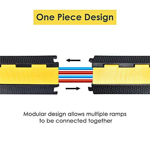 Yescom 2 Channel Rubber Electrical Wire Cable Cover Ramp Guard Warehouse Cord Protector Station Speed Bump 22000 Lbs #TOP5