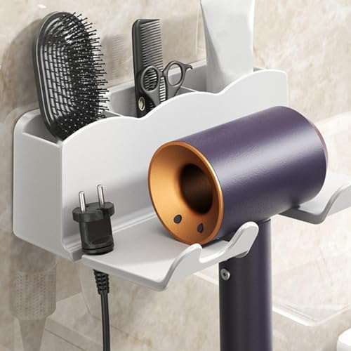 Youany Hair Dryer Holder,Storage Rack Hairdryer Holder - Blow Dryer Hanger, Bathroom Organization Wall Mount, Hair Tool Organizer for Flat/Curling Irons, Hair Straighteners - Image 6