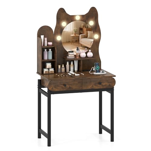 GIANTEX Tocador con Espejo Mesa de Maquillaje