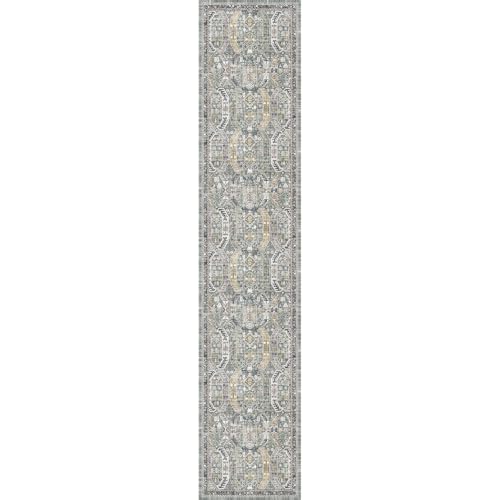Madane Runner Rugs for Hallway 2x10 Long Washable Non-Slip Hallway Runner Rug Low-Pile Stair Kitchen Runner Soft Throw Carpet for Entrance Living Dining Laundry Room (Green/Gold, 2 x 10)