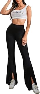 بنطلون رياضي نسائي ذو ساق واسعة بخصر عالي - مقسمة, اخضر داكن, ، من نيلتون