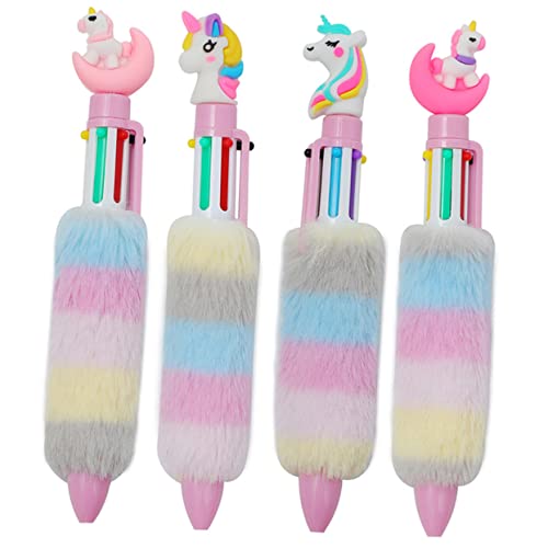 Operitacx 4 Piezas bolígrafo unicornio Bolígrafos chicas para stylus pen rotulador bolígrafo de pluma bolígrafo de marcaje Bolígrafo multicolor lapices pluma linda pluma Felpa