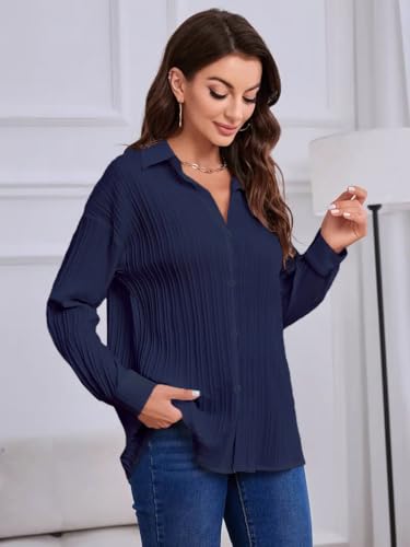 Image of CB-COLEBROOK Oversized Textured Beach Summer Shirt for Women | Shirt for Women Stylish Western | Women Long Shirt Top | Women Casual Shirt