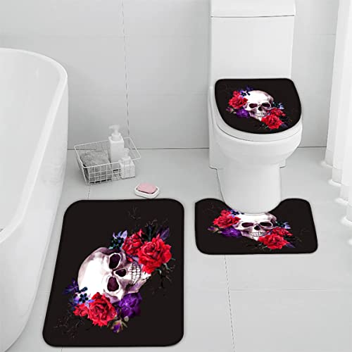 TiaoTian Badematten Set 3D 40x60 Skelett Badezimmerteppich-Set absorbierend 3-teiliges maschinenwaschbare weich…