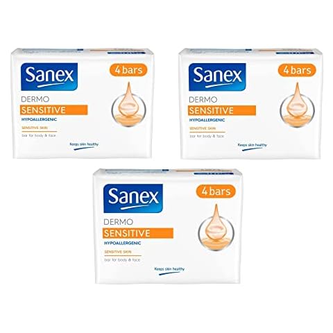 12 X Sanex Dermo Sensitive Soap Bar 90 g Each for Sensitive Skin Body & Face Cover
