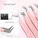 Lash Tweezers For Eyelash Extensions Fiber Tip Lash Tweezers Pink Straight/Curved Tweezer(Pink,X01)