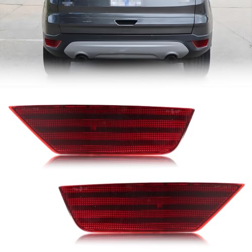Image of Rear Bumper Reflector Compatible with Fo-rd Escape 2013-2019, [DOT] [IP67 Waterproof] Rear Bumper Reflector Housing [No Bulbs], Replace OEM #CJ5Z15A449A CJ5Z15A449B, Red Lens