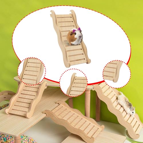 Baoblaze Escada de madeira para hamster, ponte para hamster anão, rampa para gaiola de, escada e pon