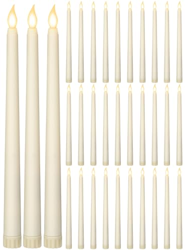 Image of Retisee 30 Pcs 11 Inch Flameless Taper Candles LED Candles Bulk Battery Operated Taper Candle Flickering LED Candlesticks for Valentines Birthday Wedding Party Decor (Classic Style,Ivory)