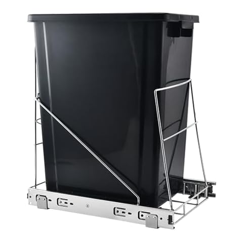 Amroicus Pull Out Trash Can Under Cabinet, Heavy Duty Under Sink Garbage Can Pull Out, Cabinet Trash Can Pull Out Kit, 40 Qt Sliding Trash Can Cabinet Pull Out for Kitchen, Trash Can Not Included Cover