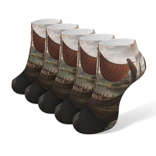 5 Pack Ankle Socks for Men Women Modern Geometric Pattern Socks Low Cut Breathable Casual Sock No Show Sock