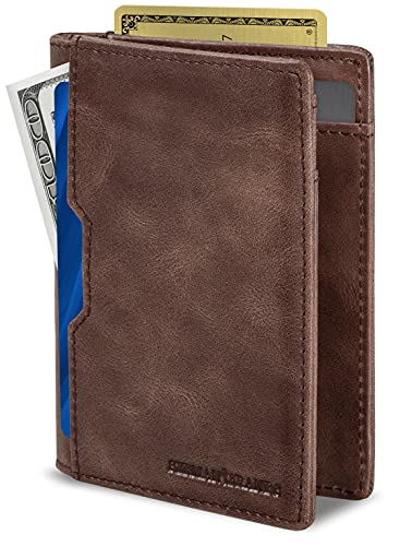 Image of SERMAN BRANDS Wallets for Men Slim Mens leather RFID Blocking Minimalist Card Front Pocket Bifold Travel Thin