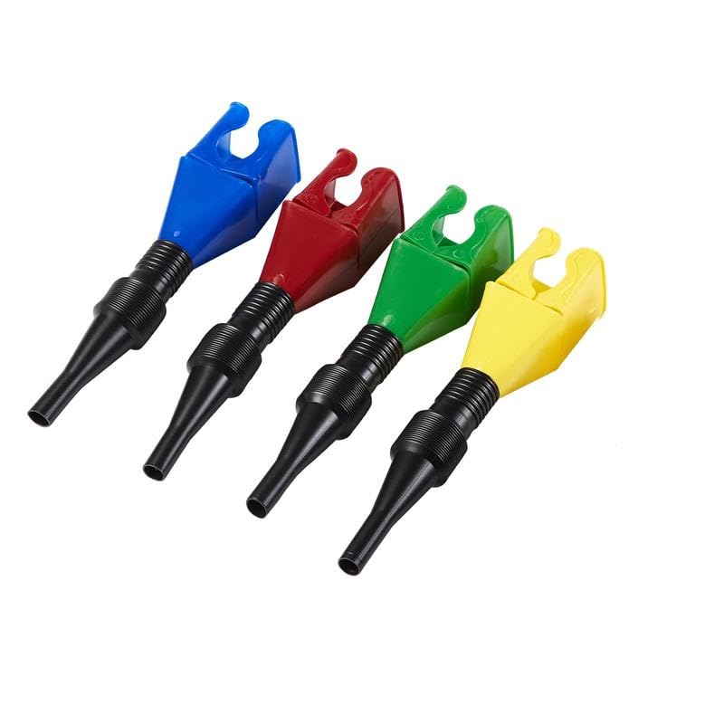 4pcs Funnel for car, Small Funnel for Oil Change, Retractable Automatic Fuel Funnel Clip Bottle, car Flexible Drain Tool snap
