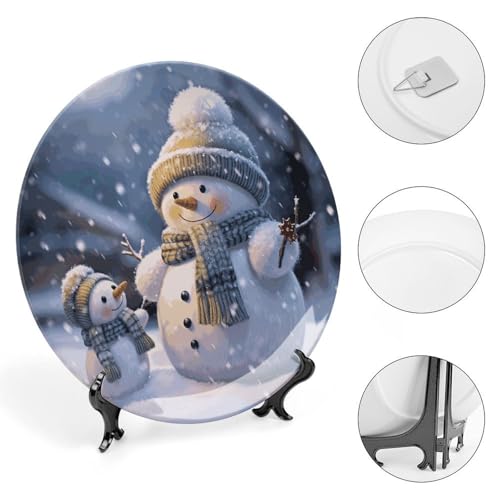Plato Decorativo Muñeco de Nieve Hueso de China 7 pulgadas miniatura 4