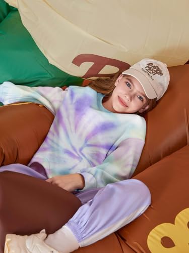 Image of Haloumoning Girls Oversized Crewneck Sweatshirts Kids Fleece Pullover Tops
