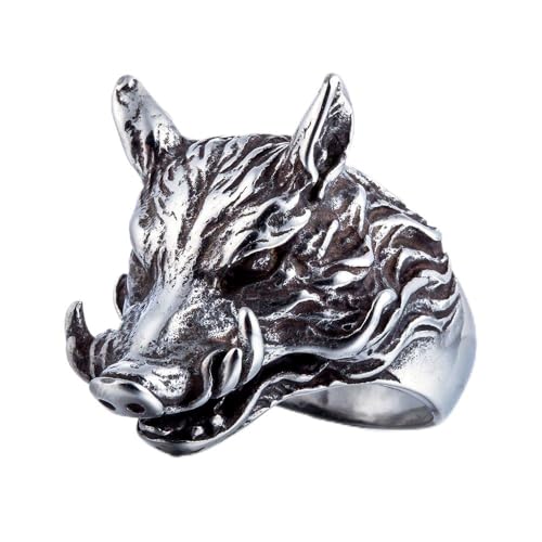 Image of Genuine Stainless Steel Ring for Men Fashion Punk Rock 3D Animal Rings