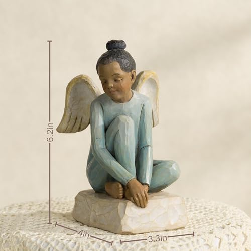 Estatua de Ángel Afroamericano Sentado 6 Pulgadas miniatura 2