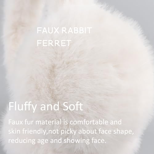 Zsedrut Winter Women Earmuff Foldable Ear Warmer Fluffy Ear Cover Warm Outdoor (Milk White) - Thumbnail 6