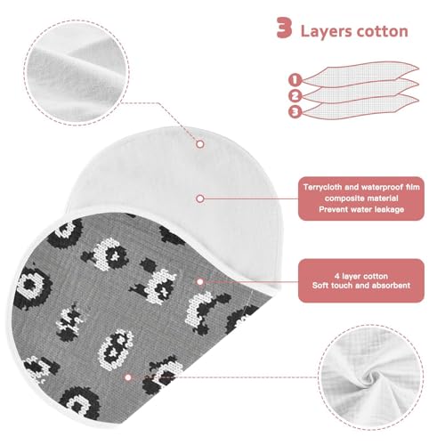 2 Pack Muslin Burp Cloths Raccoon Gray Cotton Baby Burp Cloths Ultra Absorbent Burping Cloth Soft Spit Up Rags for Baby Boys Girls, Large 22" x 11"3