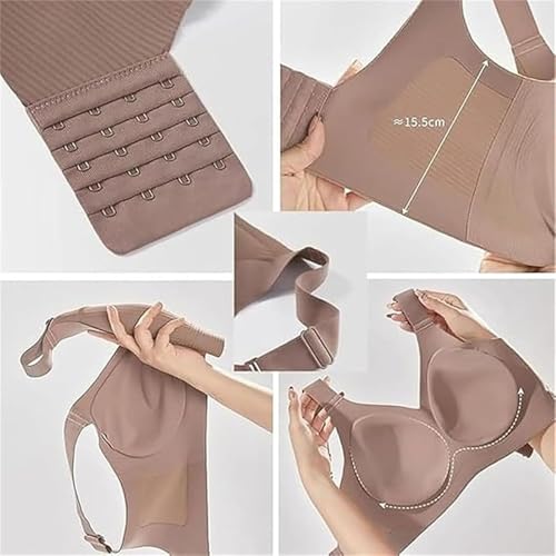 Sentdream Women's Ribbed Push up Adjustable Wireless Bra, Women Solid Four Breasted Adjustable Wireless Bra3