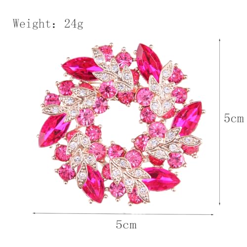 Image of Rhinestone Flower Brooch for Women Crystal Wreath Brooch Pin Stylish Big Flower Brooch Rhinestone Crystal Bauhinia Flower Wreath Brooch Elegant Clothing Hat Bag Accessories Christmas Wedding Bridal Birthday Jewelry