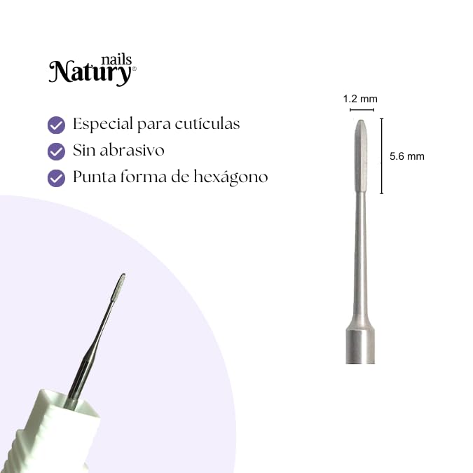Natury Nails Tungsten Carbide Safety Mill for 1.2 x 5.6 mm Hex Nail Lathe Russian Manicure Cuticle - Image 2