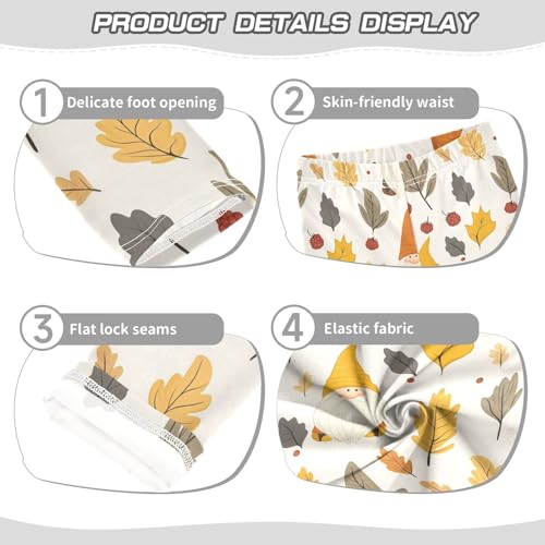 Autumn Gnomes Yellow Leaves Berries Vintage Kids Girl's Legging Stretchy High Waisted Activewear Sports3