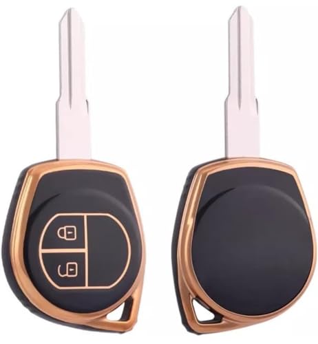 Image of TPU Car Key Cover Black&Golden Fit for with Suzuki Swift, Baleno, Wagonr, Alto, Brezza, Dzire, Ertiga, Celerio, S-presso, Ignish, Ciaz, S-Cross, XL-6, Fronx, Jimny(Suzuki, 2 Button R Key)