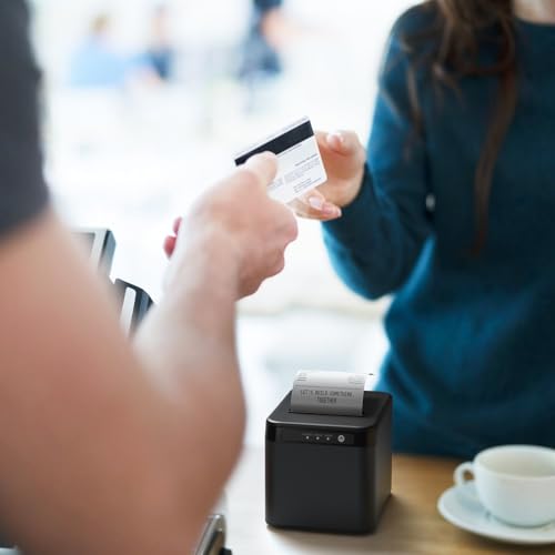 Image of Bisofice 80mm Receipt Printer ESC /POS Thermal Printer Desktop Direct Print USB+LAN Connection High Efficiency with Auto Cutter Large Paper Bin for Shipping Business Restaurant Kitchen Supermarket