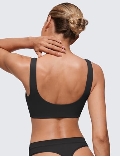CRZ YOGA Softhold Women's Double Lined U Back Bralettes - Scoop Neck Unlined T-Shirt Everyday Bras Smooth Wireless Cami2