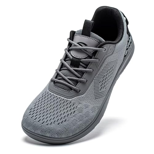HOBIBEAR Scarpe minimaliste Unisex con Punta Larga Scarpe da Trail Running(Grigio,EU 43)