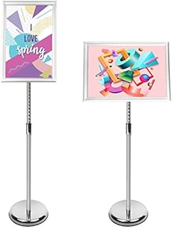 A3 Poster Stand Floor Standing Sign Holder Snap Frame Adjustable Aluminum Sign Stand, Menu Display Notice Stand for Wedding/Business Activities DisplaySilver (Silver, A3)