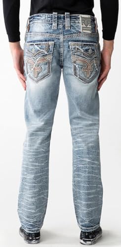 Rock Revival - Mens Deen RP2326 Straight Jeans, Color Denim, Size: 38W x 34L3