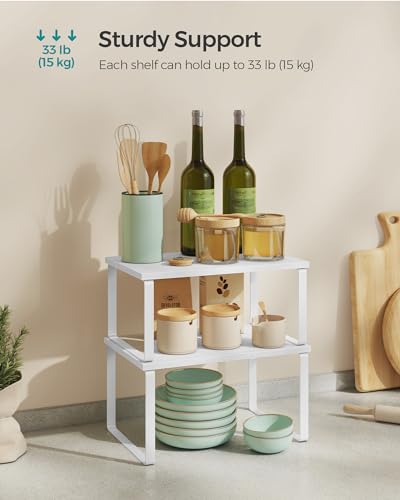 image for SONGMICS Cabinet Organizer Shelf, Set of 4 Kitchen Counter Shelves, Ki