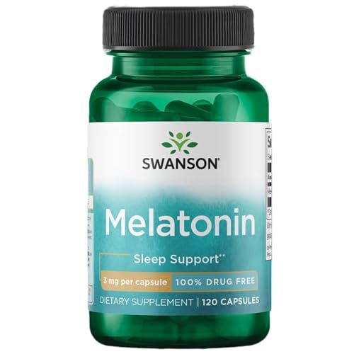 Swanson Melatonin - 100% Drug Free 3 mg 120 Caps Healthy slumber Cognition Stress Management Eye Health
