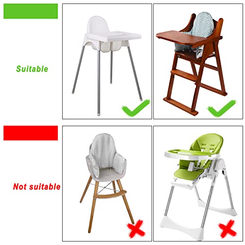 Image of High Chair Cushion, Type High Chair Cover Pad, 2 Pieces pad for High Chair,highchair Cushion for IKEA Antilop Highchair, Built-in Inflatable Cushion (Fresh Leaves and Stone Flowers)