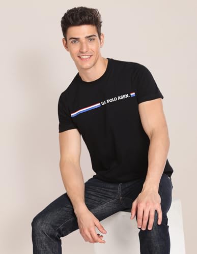 Image of U.S. Polo ASSN. Knitted Cotton T-Shirts for Men - 100% Cotton, Breathable & Comfortable, Half Sleeves Mens Casual T Shirts