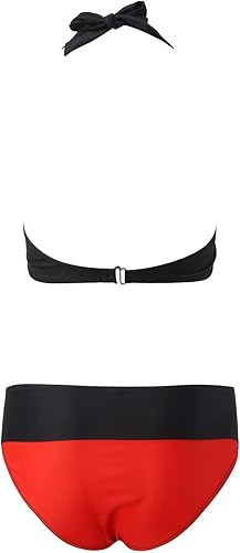 Miniatura 3 de SNKSDGM Conjunto de bikini para mujer, cuello en V, tirantes delgados, 2 piezas, adelgazante, control de abdomen, trajes de baño sexy