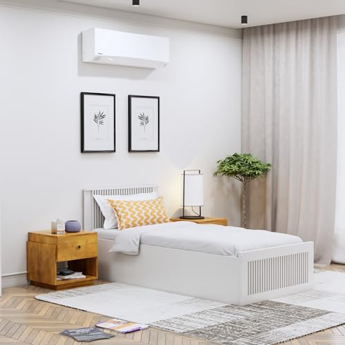Image of Bniture Modern Single Size Bed with Storage Box | Engineered Wood Bed Designer Headboard | Wooden Single Cot Beds with Storage for Bedroom 3 Year Warranty (Frosty White)